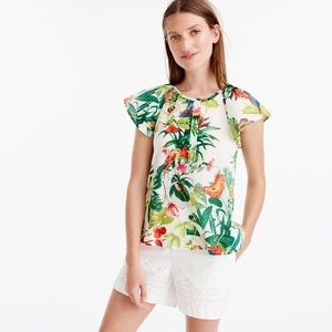 J. Crew Ruffle Sleeve Top Ratti Print